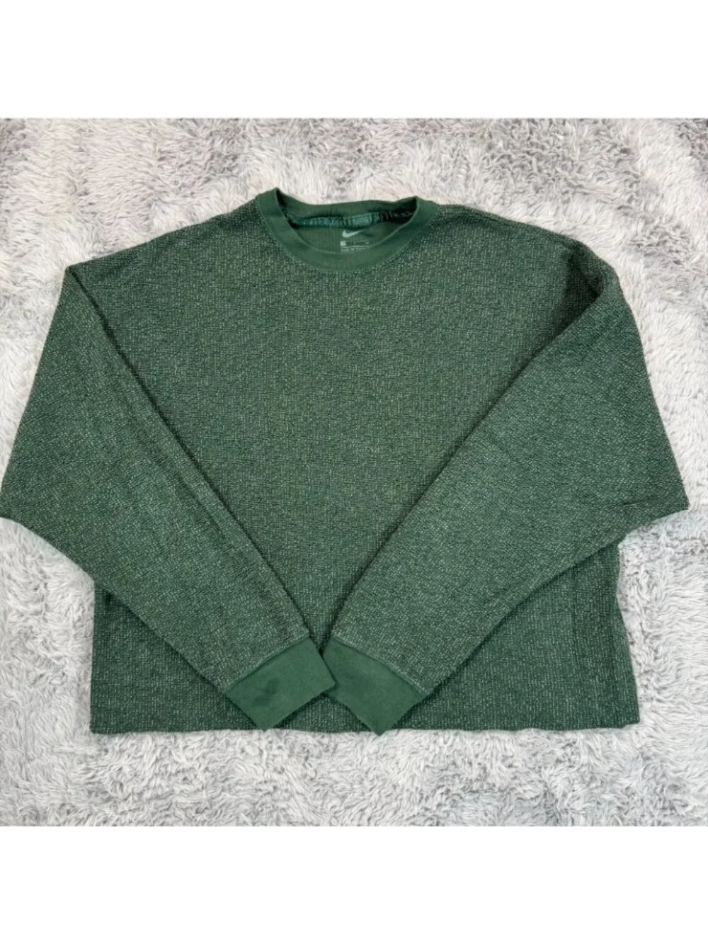 Nike T-Shirt Women's S Green Cotton Cropped Performance Speckled Running Gym